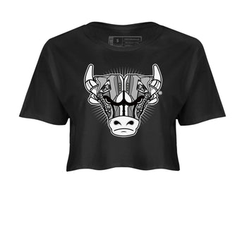 Air Jordan 4 Retro Frozen Moments shirt to match jordans Sneaker Bull Head sneaker tees Air Jordan 4 Light Iron Ore SNRT Sneaker Release Tees Black 2 Crop T-Shirt