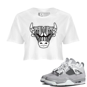Air Jordan 4 Retro Frozen Moments shirt to match jordans Sneaker Bull Head sneaker tees Air Jordan 4 Light Iron Ore SNRT Sneaker Release Tees White 1 Crop T-Shirt