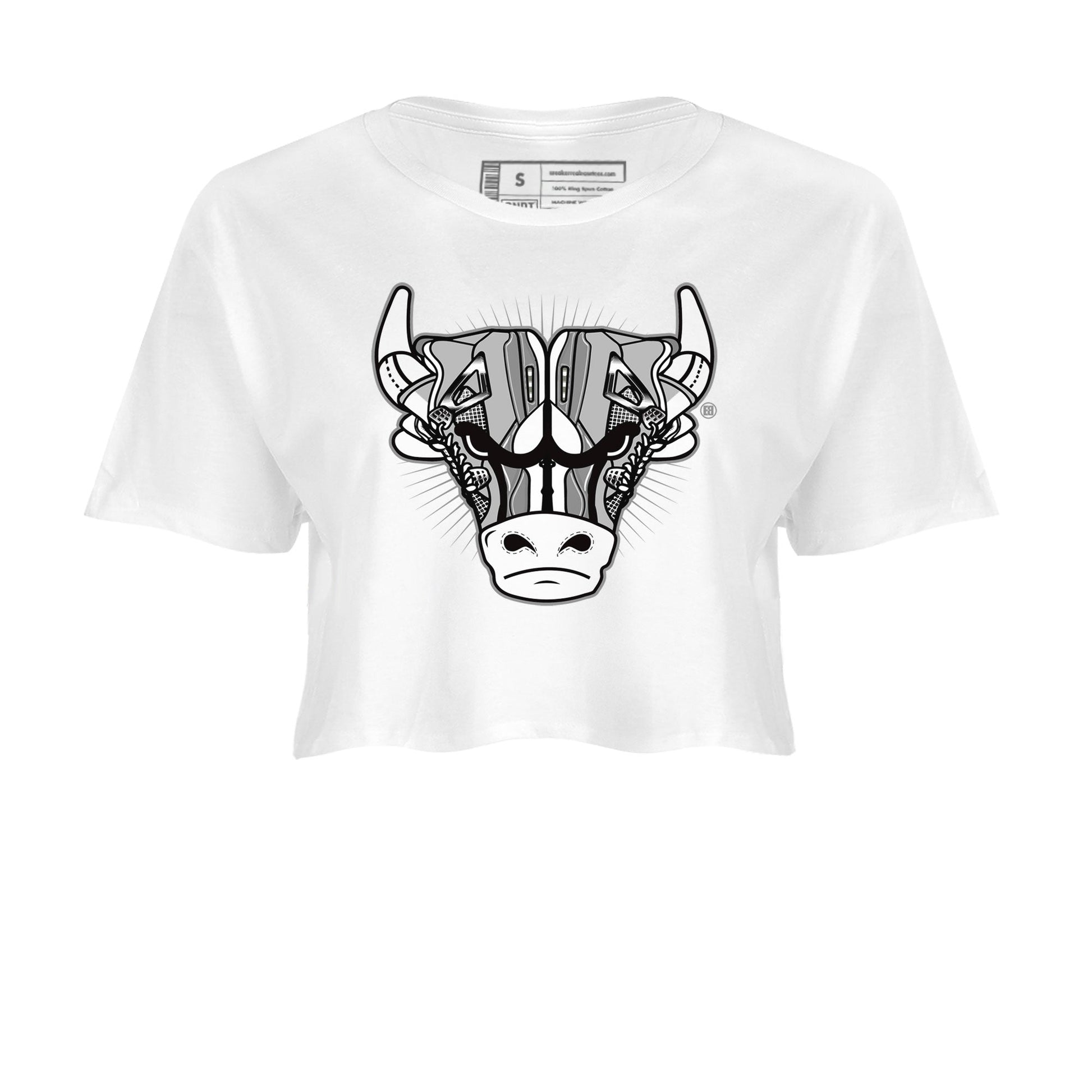 Air Jordan 4 Retro Frozen Moments shirt to match jordans Sneaker Bull Head sneaker tees Air Jordan 4 Light Iron Ore SNRT Sneaker Release Tees White 2 Crop T-Shirt
