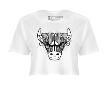 Air Jordan 4 Retro Frozen Moments shirt to match jordans Sneaker Bull Head sneaker tees Air Jordan 4 Light Iron Ore SNRT Sneaker Release Tees White 2 Crop T-Shirt