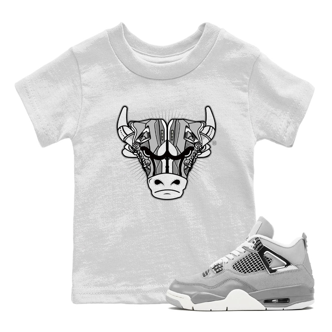 Air Jordan 4 Retro Frozen Moments shirt to match jordans Sneaker Bull Head sneaker tees Air Jordan 4 Light Iron Ore SNRT Sneaker Release Tees Baby Toddler White 1 T-Shirt
