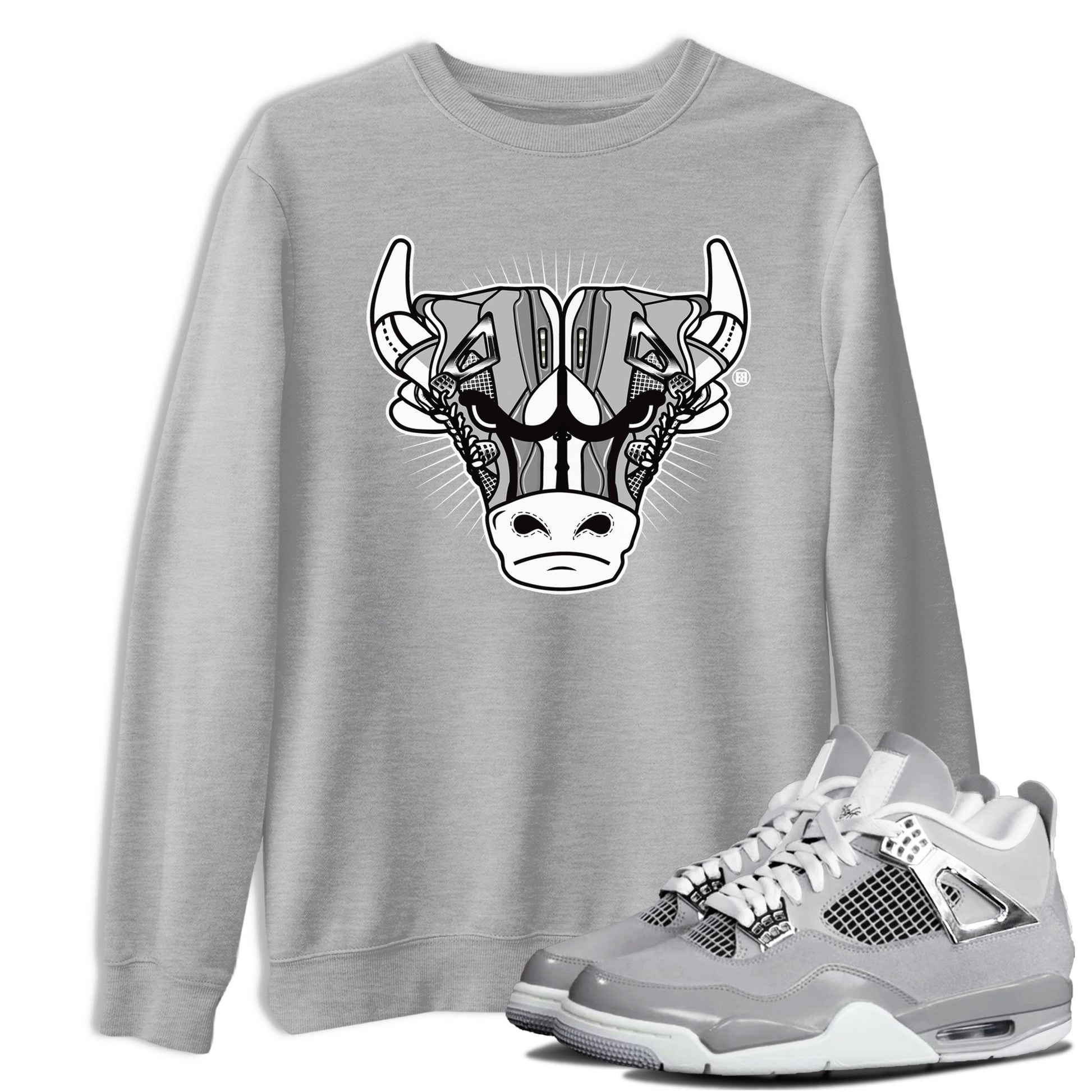 Air Jordan 4 Retro Frozen Moments shirt to match jordans Sneaker Bull Head sneaker tees Air Jordan 4 Light Iron Ore SNRT Sneaker Release Tees Unisex Heather Grey 1 T-Shirt