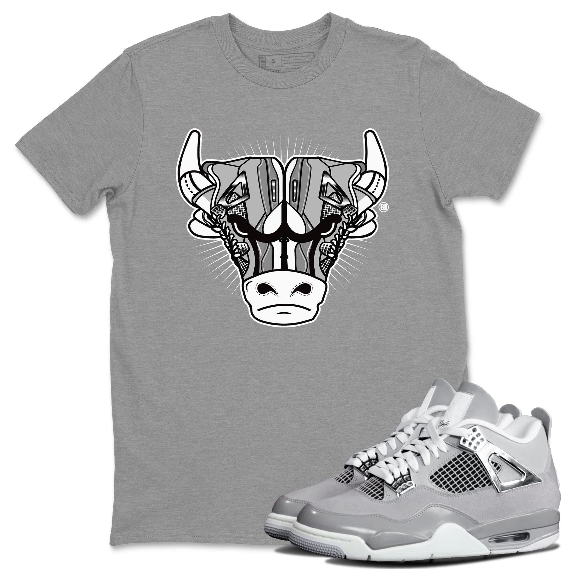 Air Jordan 4 Retro Frozen Moments shirt to match jordans Sneaker Bull Head sneaker tees Air Jordan 4 Light Iron Ore SNRT Sneaker Release Tees Unisex Heather Grey 1 T-Shirt