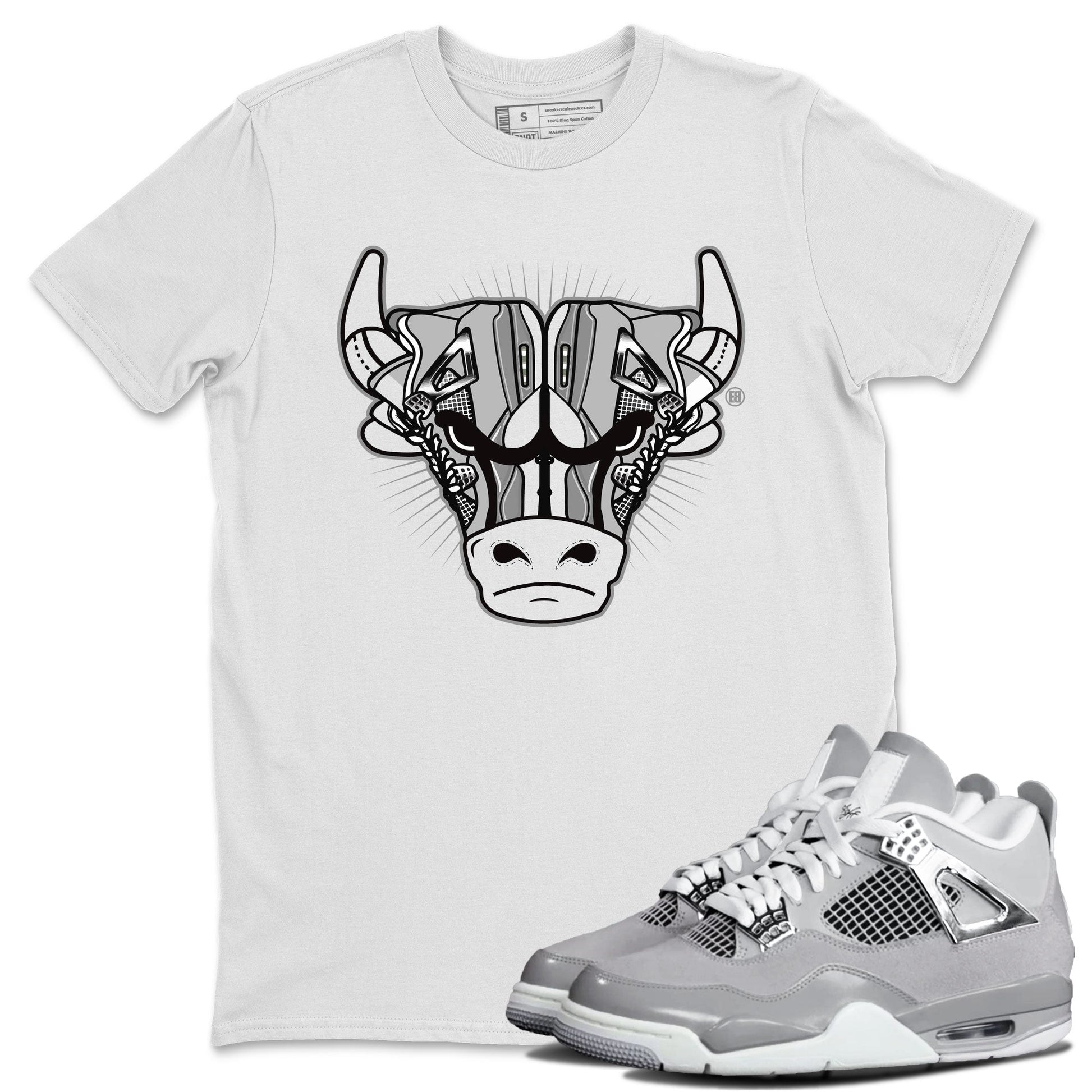 Air Jordan 4 Retro Frozen Moments shirt to match jordans Sneaker Bull Head sneaker tees Air Jordan 4 Light Iron Ore SNRT Sneaker Release Tees Unisex White 1 T-Shirt
