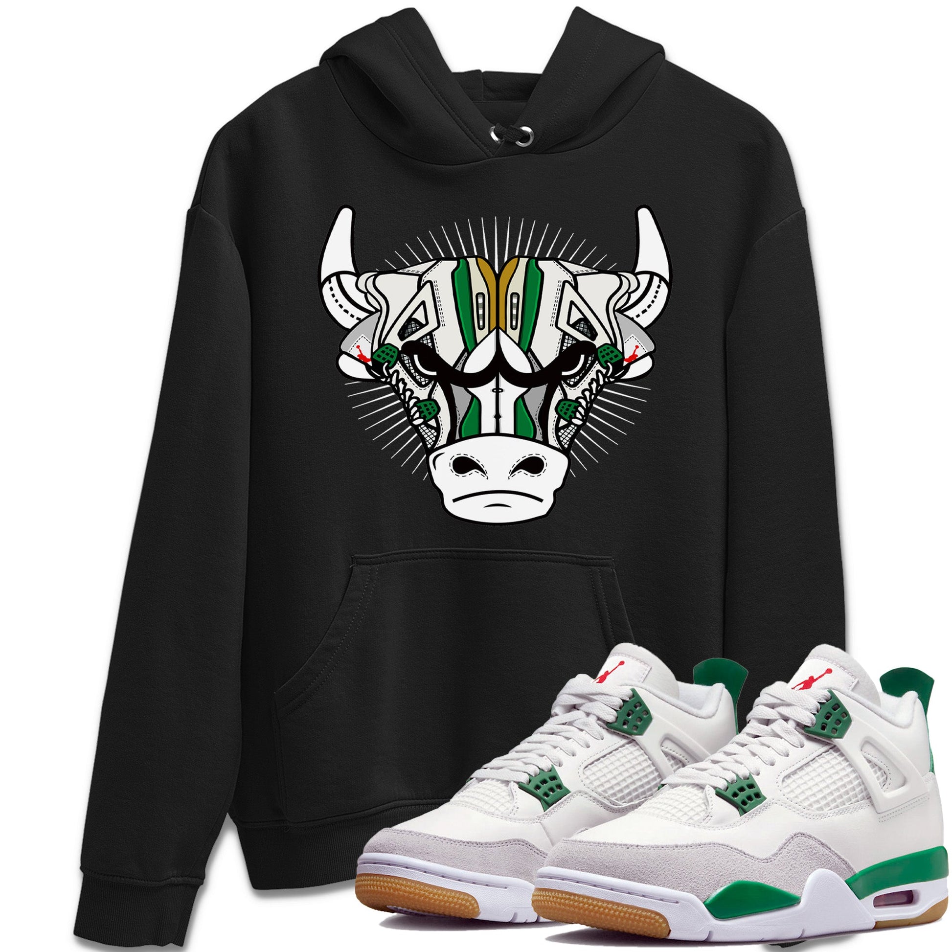 Air Jordan 4 Pine Green Sneaker Match Tees Sneaker Bull Head Sneaker Tees Nike SB Air Jordan 4 Pine Green Sneaker Release Tees Unisex Shirts Black 1