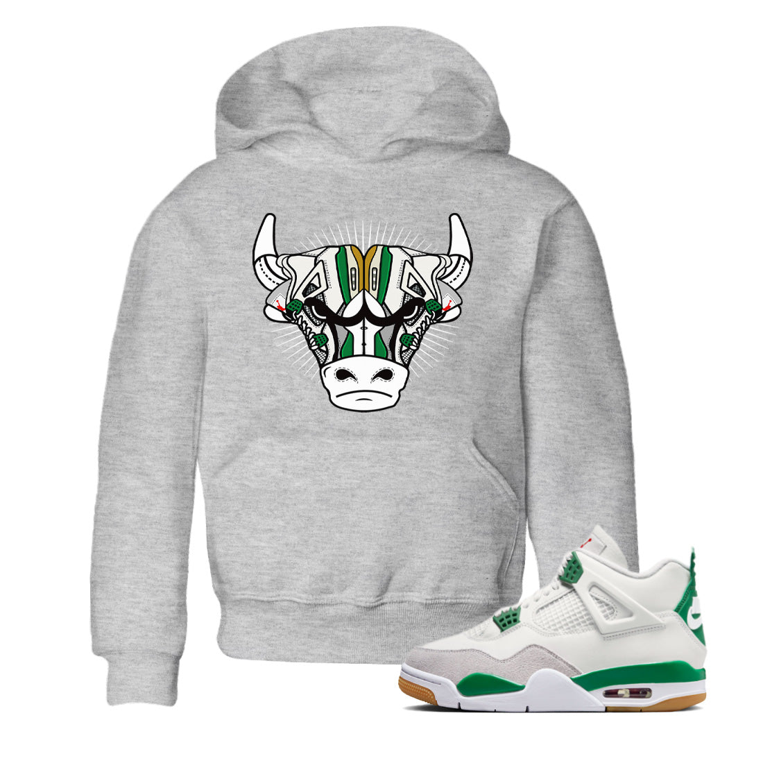Air Jordan 4 Pine Green Sneaker Match Tees Sneaker Bull Head Sneaker Tees Nike SB Air Jordan 4 Pine Green Sneaker Release Tees Kids Shirts Heather Grey 1