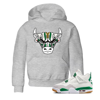 Jordan 4 Pine Green SB Sneaker Match Tees Sneaker Bull Head Sneaker Tees Nike SB Air Jordan 4 Pine Green Sneaker Tees Sneaker Release Shirts Kids Shirts Heather Grey 1
