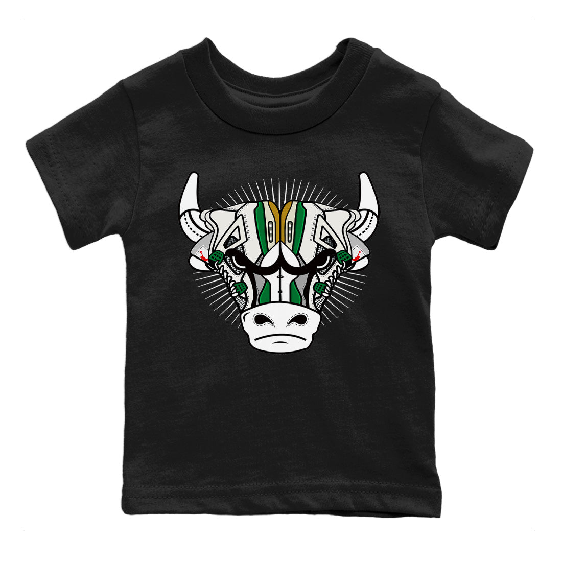 Jordan 4 Pine Green SB Sneaker Match Tees Sneaker Bull Head Sneaker Tees Nike SB Air Jordan 4 Pine Green Sneaker Tees Sneaker Release Shirts Kids Shirts Black 2