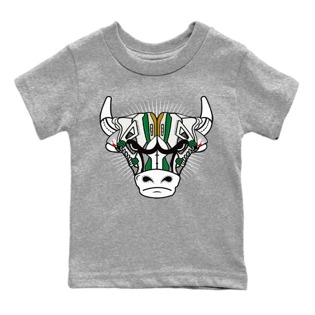 Air Jordan 4 Pine Green Sneaker Match Tees Sneaker Bull Head Sneaker Tees Nike SB Air Jordan 4 Pine Green Sneaker Release Tees Kids Shirts Heather Grey 2