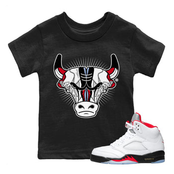 Jordan 5 Fire Red Sneaker Match Tees Sneaker Bull Head Sneaker Tees Jordan 5 Fire Red Sneaker Release Tees Kids Shirts