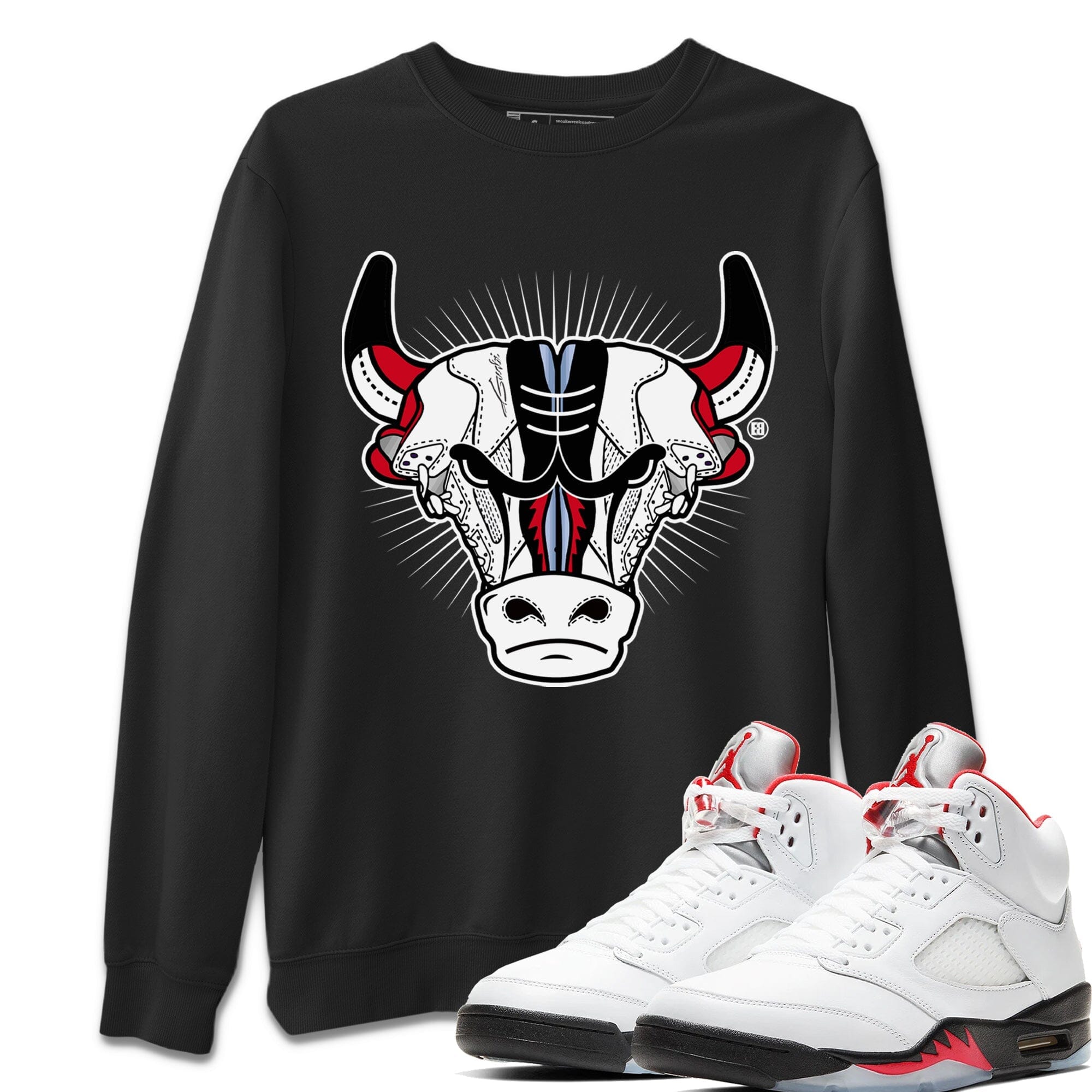 Jordan 5 Fire Red Sneaker Match Tees Sneaker Bull Head Sneaker Tees Jordan 5 Fire Red Sneaker Release Tees Unisex Shirts