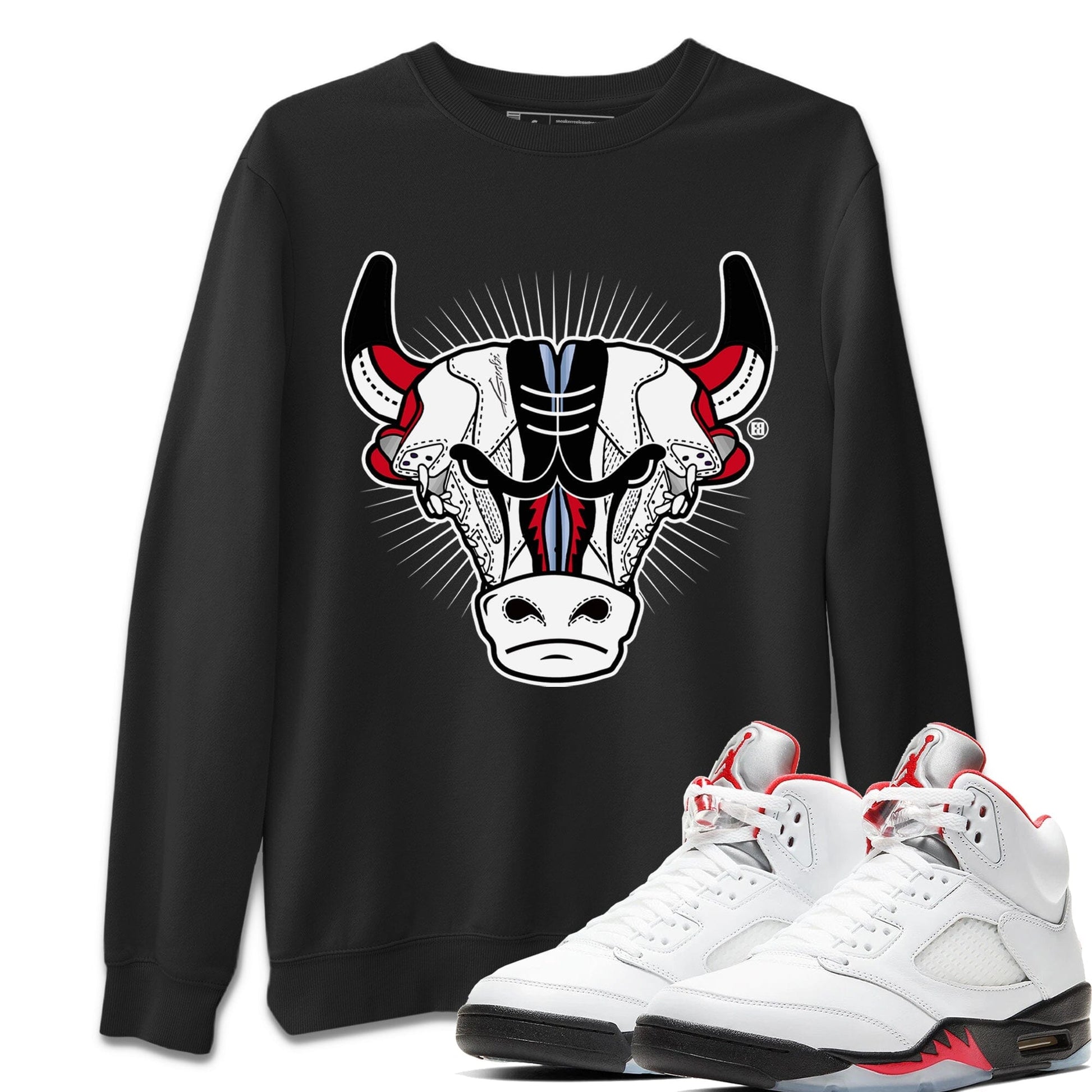 Jordan 5 Fire Red Sneaker Match Tees Sneaker Bull Head Sneaker Tees Jordan 5 Fire Red Sneaker Release Tees Unisex Shirts