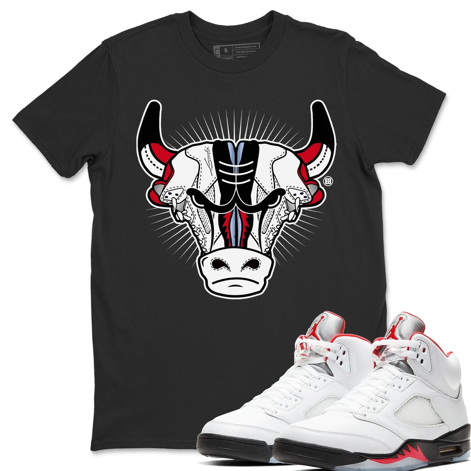 Jordan 5 Fire Red Sneaker Match Tees Sneaker Bull Head Sneaker Tees Jordan 5 Fire Red Sneaker Release Tees Unisex Shirts