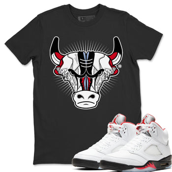 Jordan 5 Fire Red Sneaker Match Tees Sneaker Bull Head Sneaker Tees Jordan 5 Fire Red Sneaker Release Tees Unisex Shirts