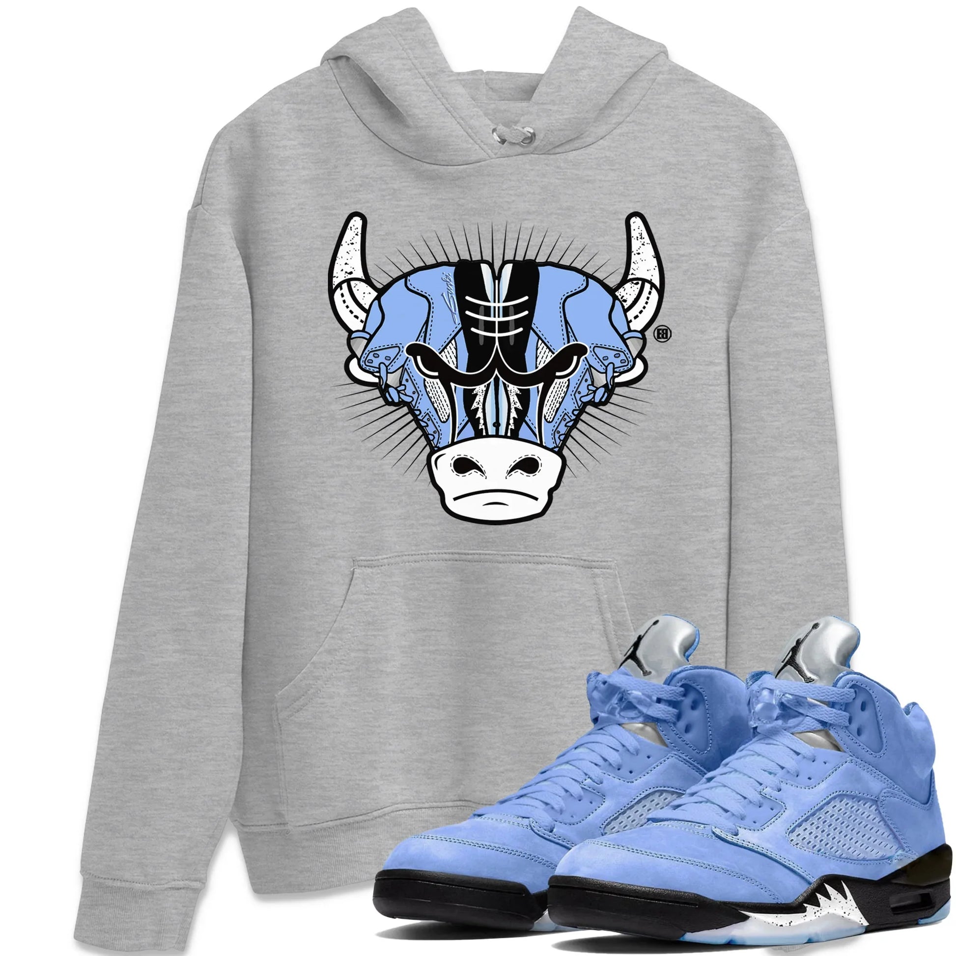 Jordan 5 UNC Sneaker Match Tees Sneaker Bull Head Sneaker Tees Jordan 5 UNC SNRT Sneaker Tees Unisex Shirts