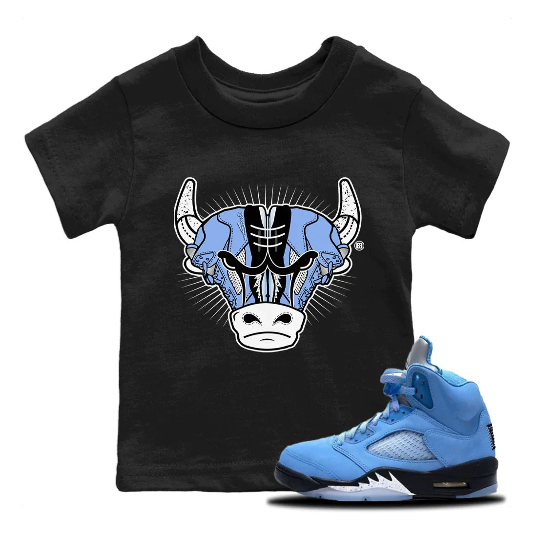 Jordan 5 UNC Sneaker Match Tees Sneaker Bull Head Sneaker Tees Jordan 5 UNC Sneaker Release Tees Kids Shirts