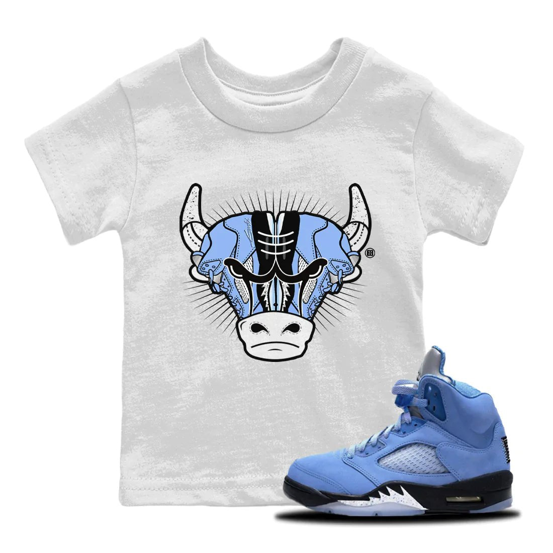Jordan 5 UNC Sneaker Match Tees Sneaker Bull Head Sneaker Tees Jordan 5 UNC Sneaker Release Tees Kids Shirts