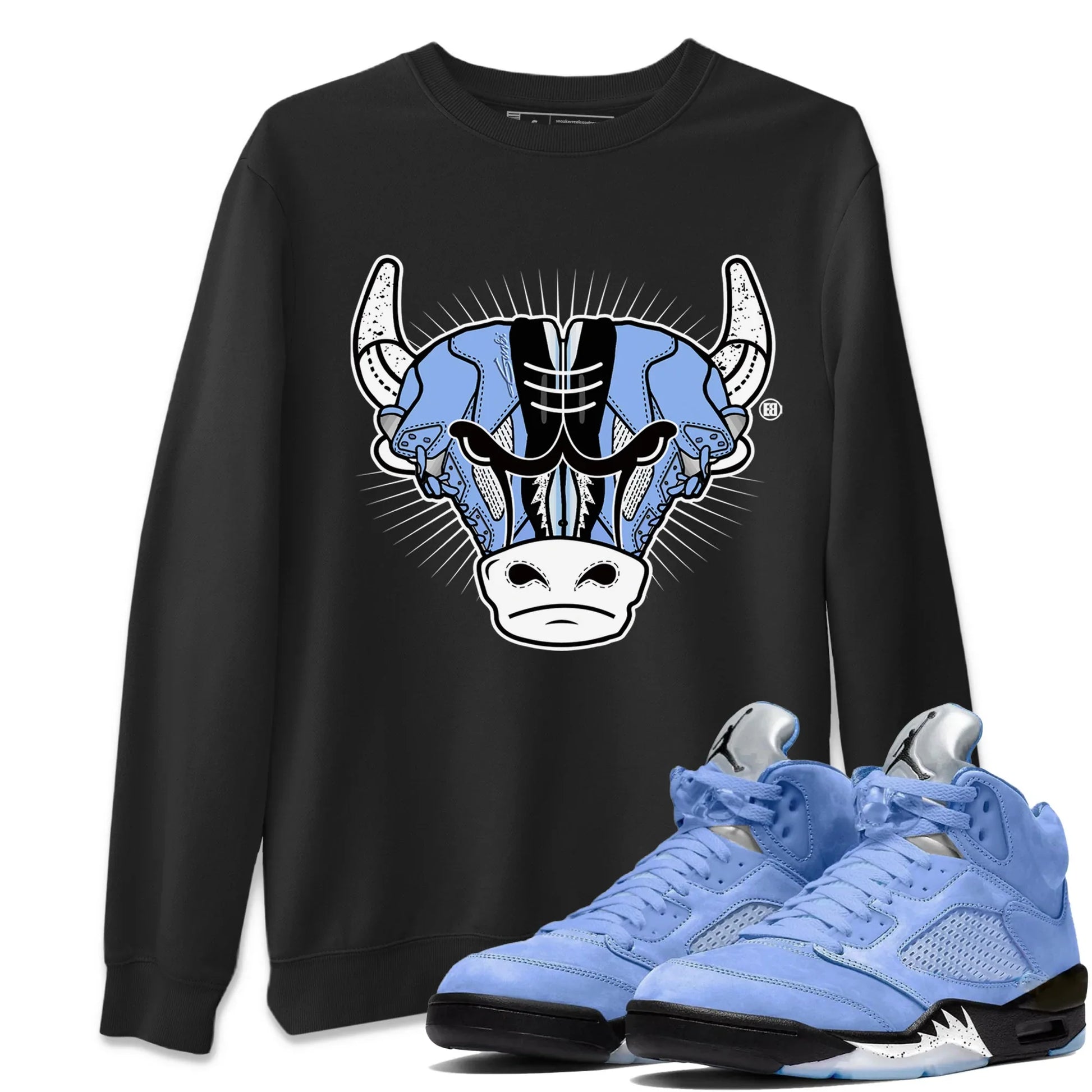 Jordan 5 UNC Sneaker Match Tees Sneaker Bull Head Sneaker Tees Jordan 5 UNC SNRT Sneaker Tees Unisex Shirts