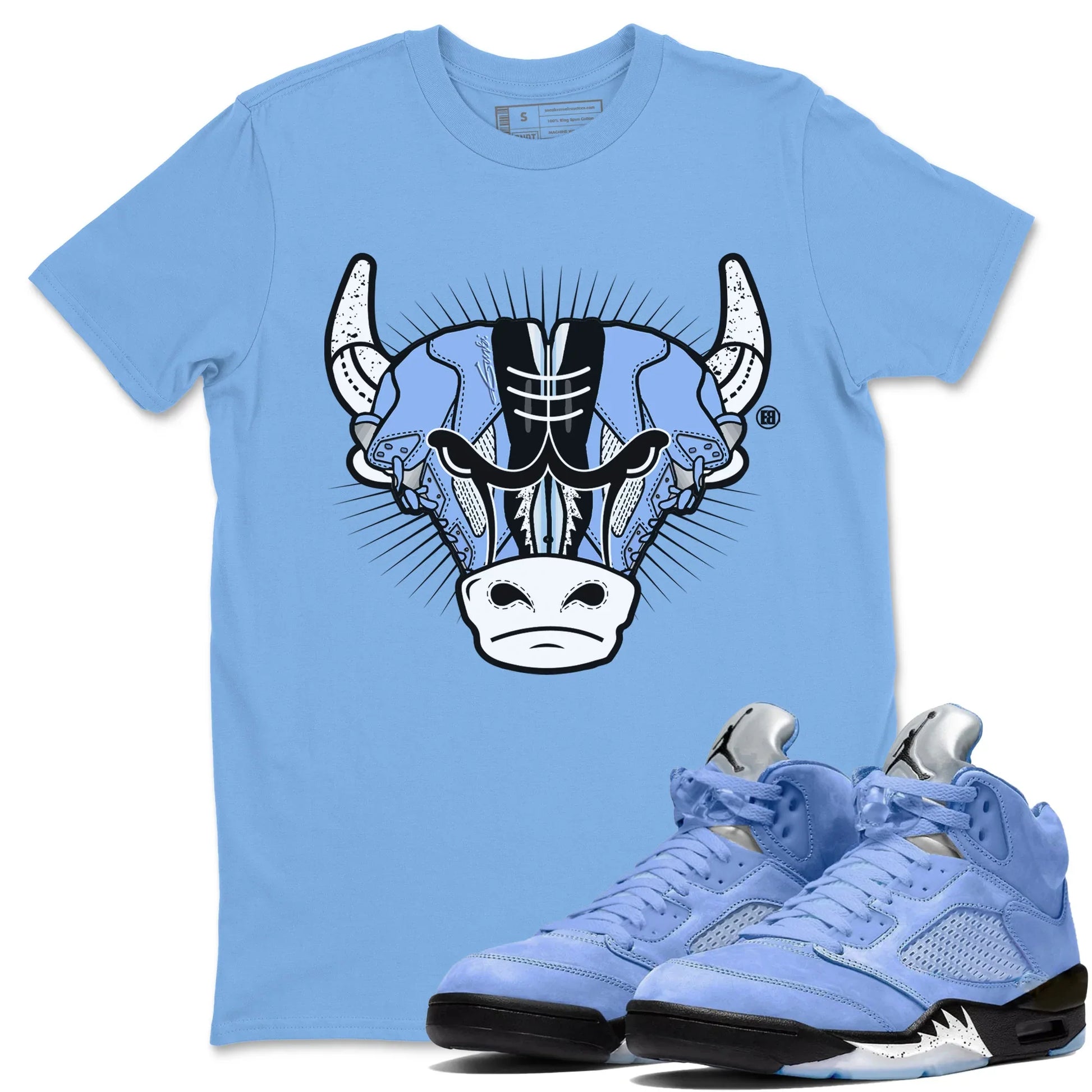 Jordan 5 UNC Sneaker Match Tees Sneaker Bull Head Sneaker Tees Jordan 5 UNC SNRT Sneaker Tees Unisex Shirts