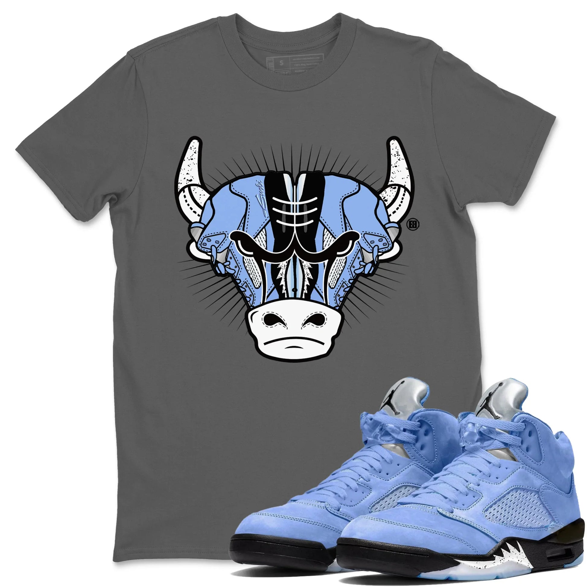 Jordan 5 UNC Sneaker Match Tees Sneaker Bull Head Sneaker Tees Jordan 5 UNC SNRT Sneaker Tees Unisex Shirts
