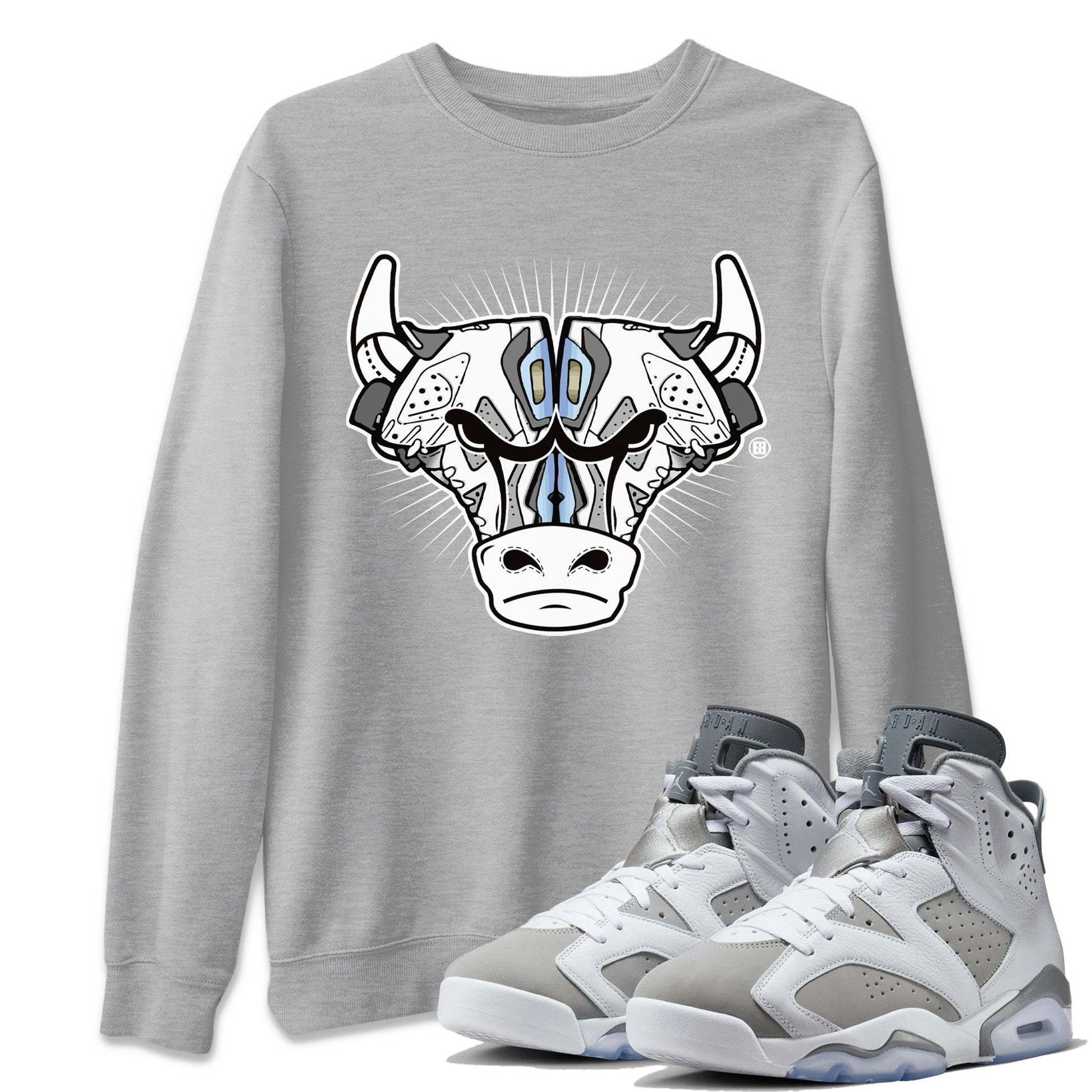 Jordan 6 Cool Grey Sneaker Match Tees Sneaker Bull Head Sneaker Tees Jordan 6 Cool Grey Sneaker Release Tees Unisex Shirts