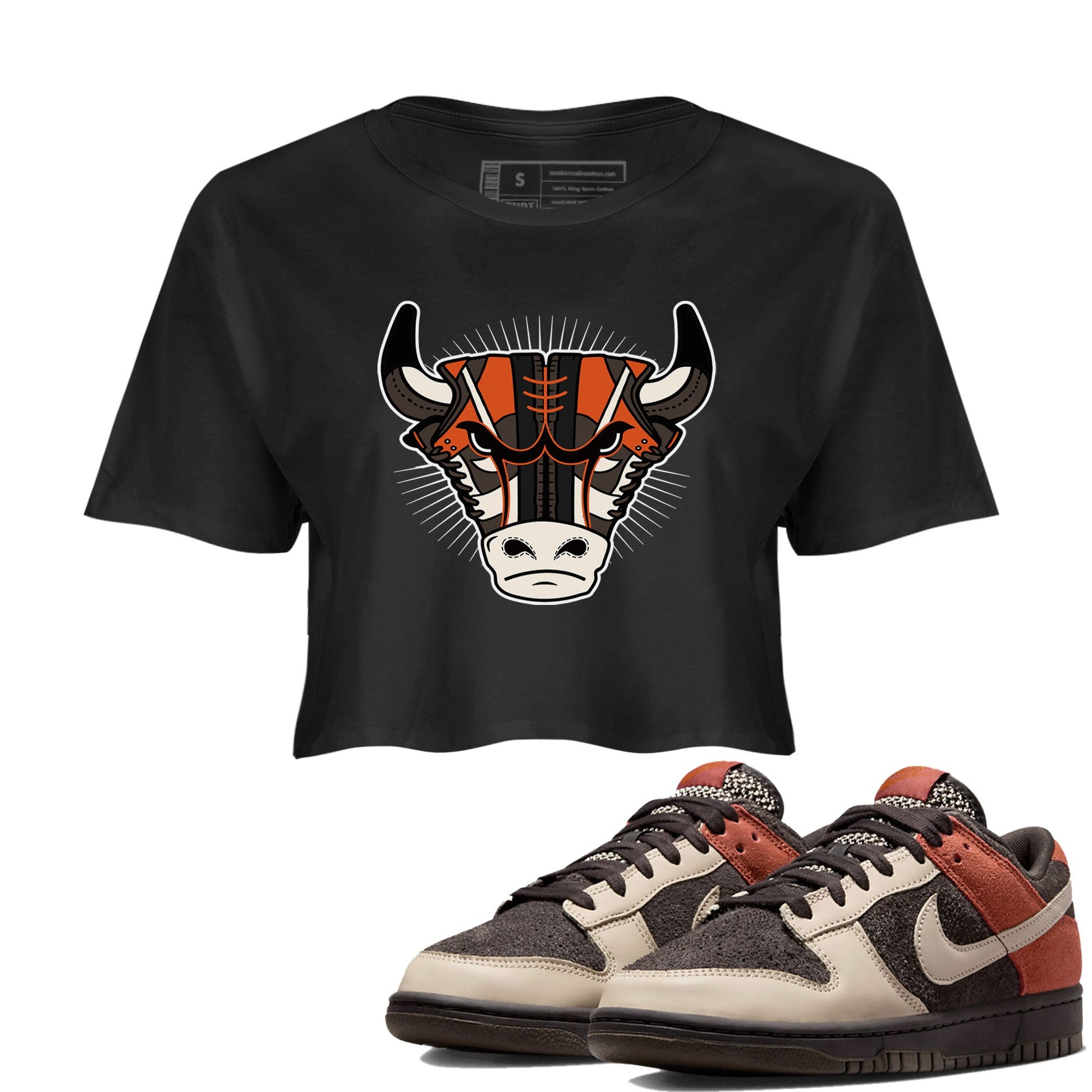 Nike Dunk Low Red Panda shirt to match jordans Sneaker Bull Head sneaker tees Dunk Red Panda SNRT Sneaker Release Tees Black 1 Crop T-Shirt