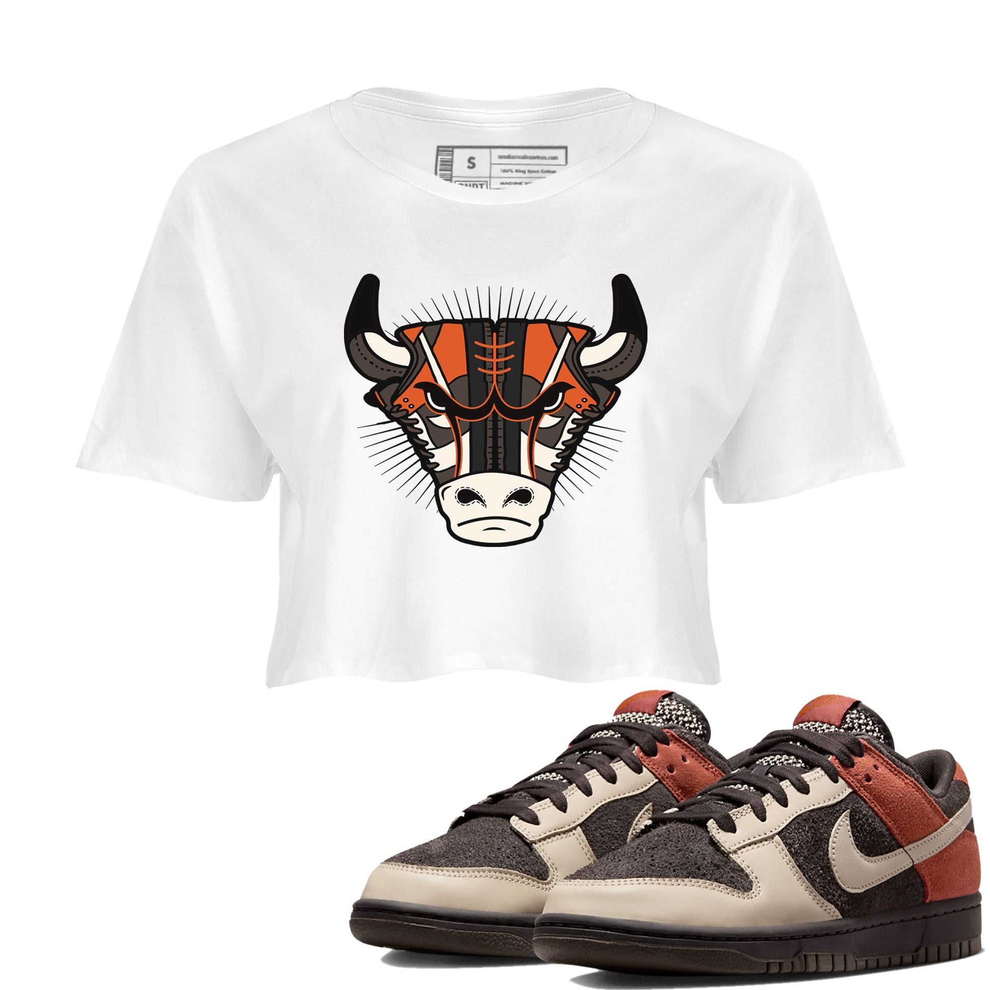 Nike Dunk Low Red Panda shirt to match jordans Sneaker Bull Head sneaker tees Dunk Red Panda SNRT Sneaker Release Tees White 1 Crop T-Shirt