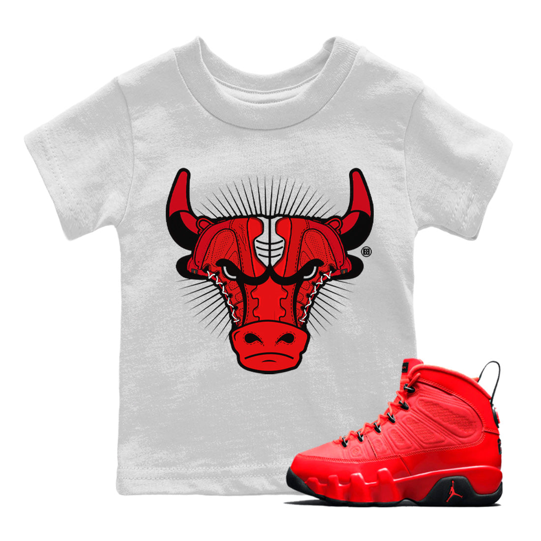 Jordan 9 Chile Red Sneaker Match Tees Sneaker Bull Head Sneaker Tees Jordan 9 Chile Red Sneaker Release Tees Kids Shirts