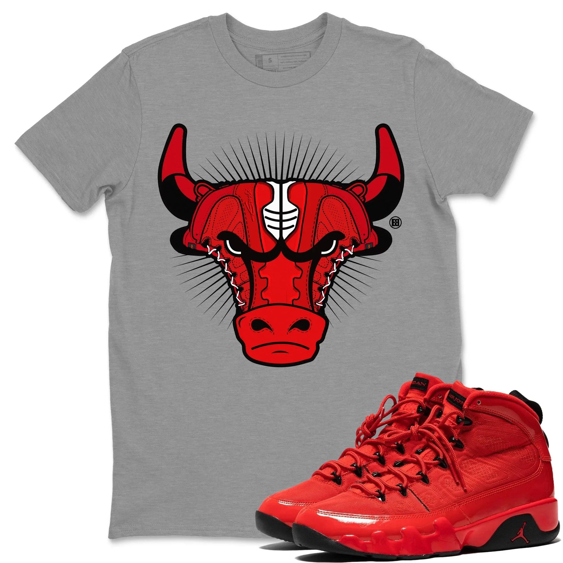 Jordan 9 Chile Red Sneaker Match Tees Sneaker Bull Head Sneaker Tees Jordan 9 Chile Red Sneaker Release Tees Unisex Shirts