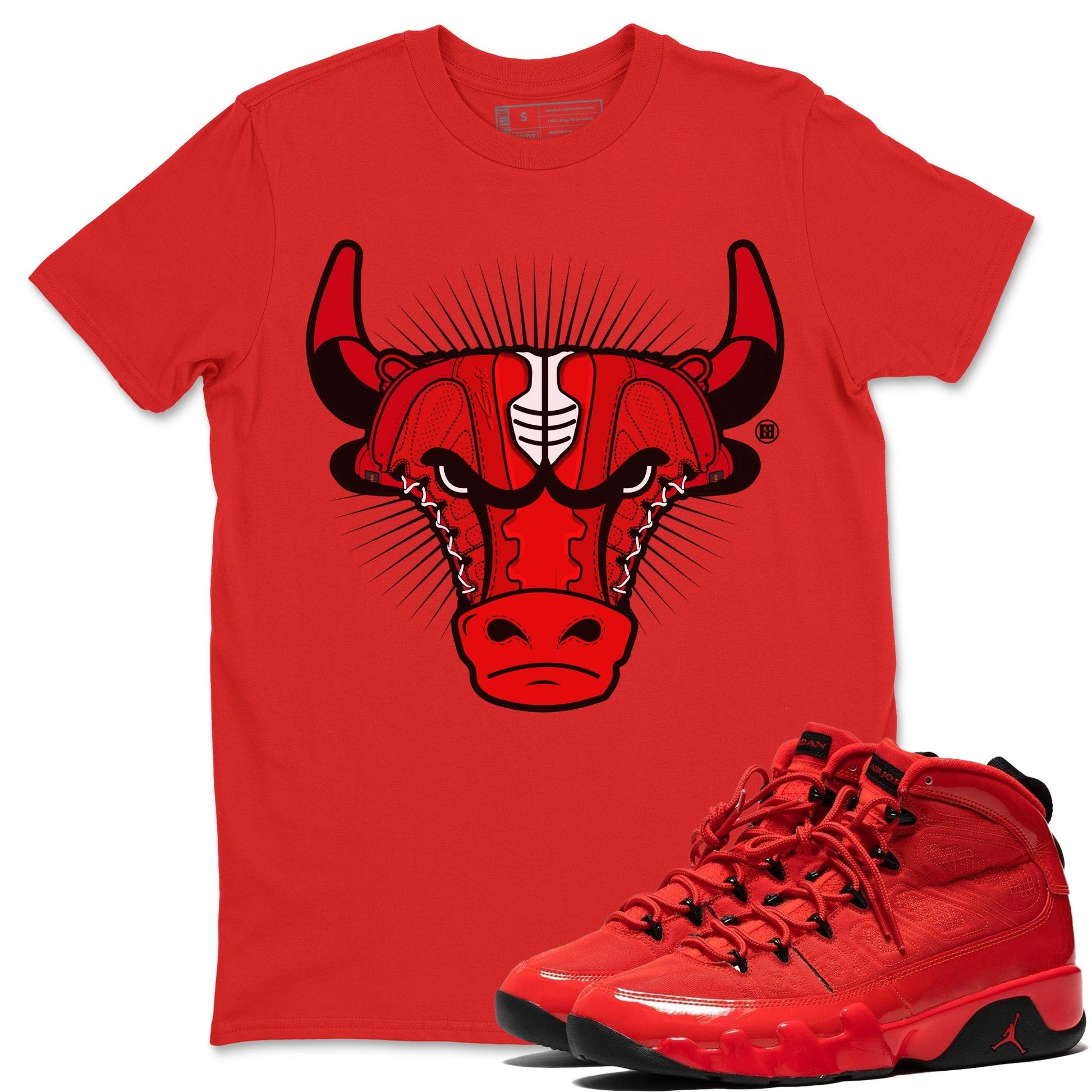 Jordan 9 Chile Red Sneaker Match Tees Sneaker Bull Head Sneaker Tees Jordan 9 Chile Red Sneaker Release Tees Unisex Shirts
