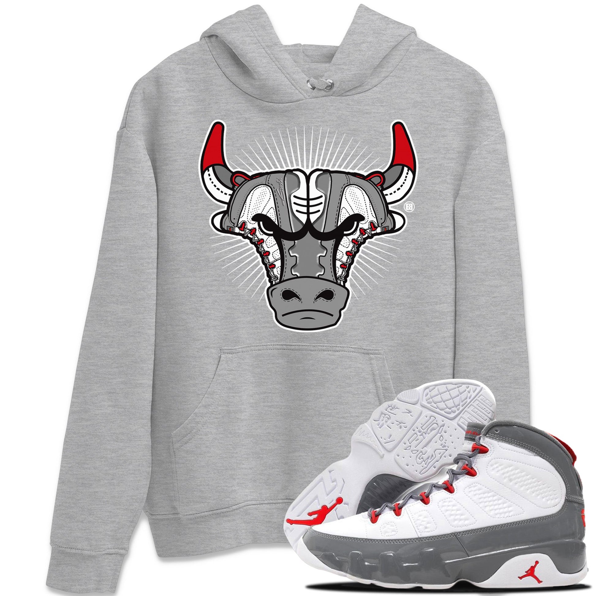 Jordan 9 Fire Red Sneaker Match Tees Sneaker Bull Head Sneaker Tees Jordan 9 Fire Red Sneaker Release Tees Unisex Shirts