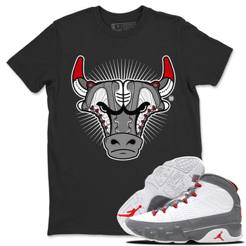 Jordan 9 Fire Red Sneaker Match Tees Sneaker Bull Head Sneaker Tees Jordan 9 Fire Red Sneaker Release Tees Unisex Shirts