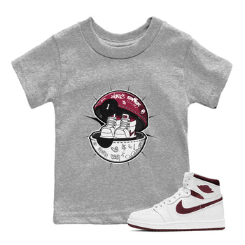 1s Metallic Burgundy shirt to match jordans Sneaker Capsule sneaker tees AJ1 Metallic Burgundy SNRT Sneaker Release Tees Baby Toddler Heather Grey 1 T-Shirt