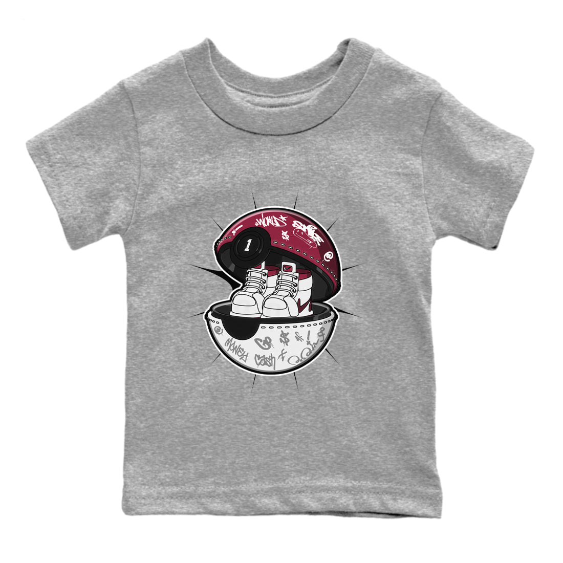 1s Metallic Burgundy shirt to match jordans Sneaker Capsule sneaker tees AJ1 Metallic Burgundy SNRT Sneaker Release Tees Baby Toddler Heather Grey 2 T-Shirt