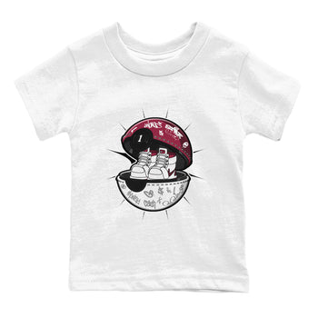 1s Metallic Burgundy shirt to match jordans Sneaker Capsule sneaker tees AJ1 Metallic Burgundy SNRT Sneaker Release Tees Baby Toddler White 2 T-Shirt