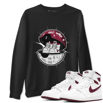 1s Metallic Burgundy shirt to match jordans Sneaker Capsule sneaker tees AJ1 Metallic Burgundy SNRT Sneaker Release Tees Unisex Black 1 T-Shirt