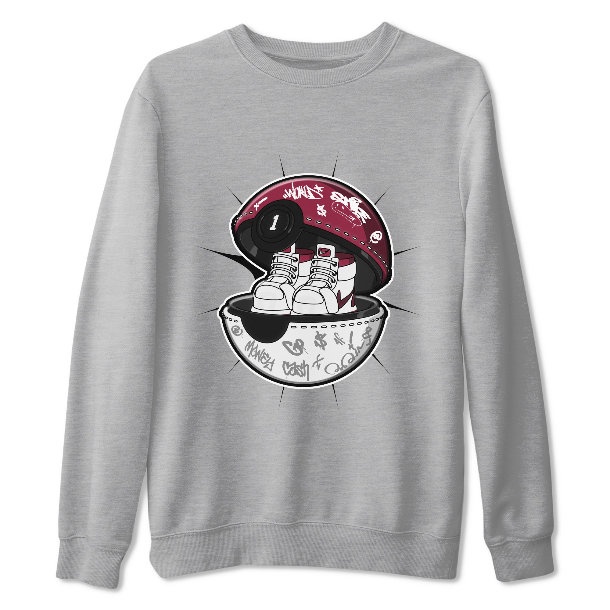 1s Metallic Burgundy shirt to match jordans Sneaker Capsule sneaker tees AJ1 Metallic Burgundy SNRT Sneaker Release Tees Unisex Heather Grey 2 T-Shirt