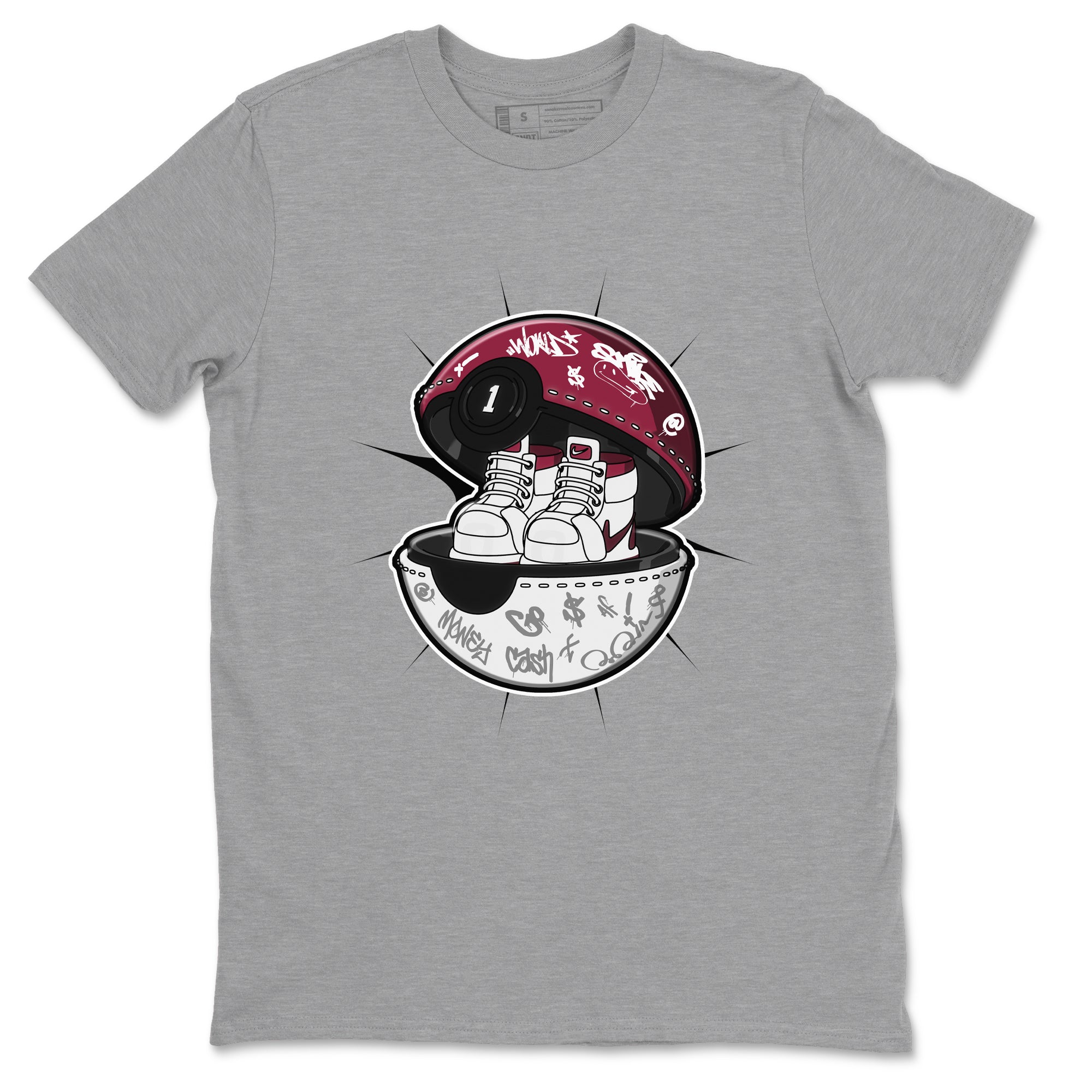 1s Metallic Burgundy shirt to match jordans Sneaker Capsule sneaker tees AJ1 Metallic Burgundy SNRT Sneaker Release Tees Unisex Heather Grey 2 T-Shirt