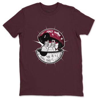 1s Metallic Burgundy shirt to match jordans Sneaker Capsule sneaker tees AJ1 Metallic Burgundy SNRT Sneaker Release Tees Unisex Maroon 2 T-Shirt