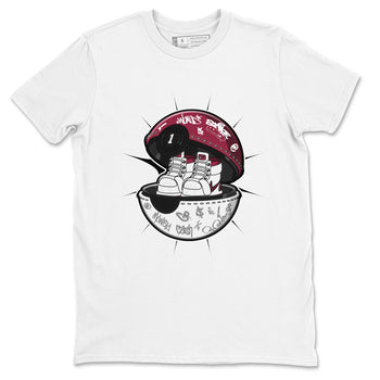 1s Metallic Burgundy shirt to match jordans Sneaker Capsule sneaker tees AJ1 Metallic Burgundy SNRT Sneaker Release Tees Unisex White 2 T-Shirt
