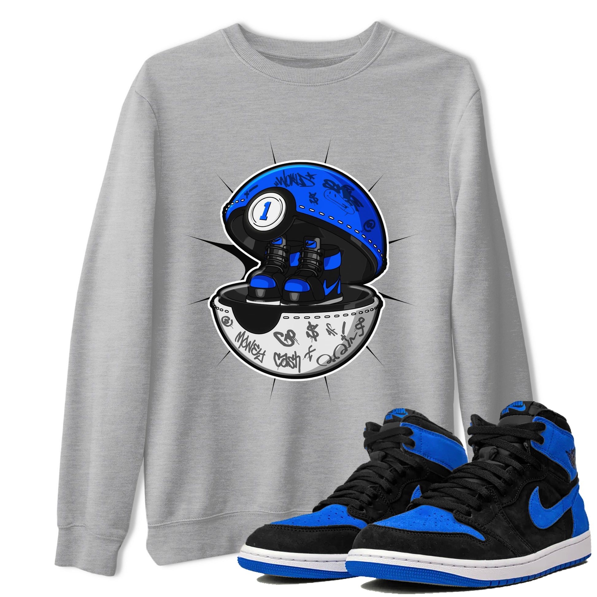 Air Jordan 1 Royal Reimagined shirt to match jordans Sneaker Capsule sneaker tees AJ1 Royal Reimagined SNRT Sneaker Release Tees Unisex Heather Grey 1 T-Shirt
