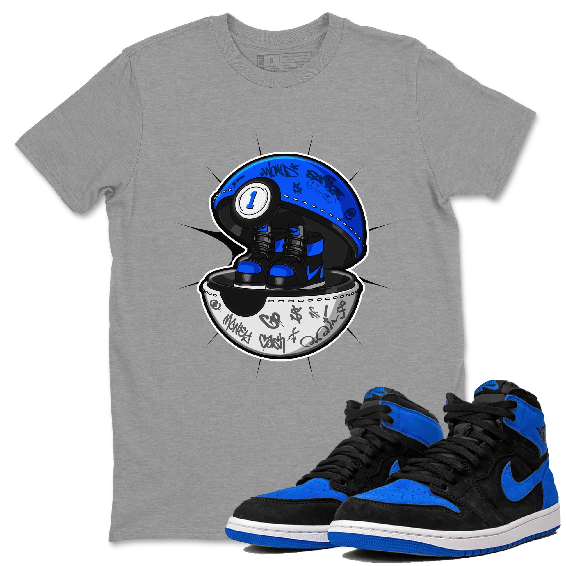 Air Jordan 1 Royal Reimagined shirt to match jordans Sneaker Capsule sneaker tees AJ1 Royal Reimagined SNRT Sneaker Release Tees Unisex Heather Grey 1 T-Shirt