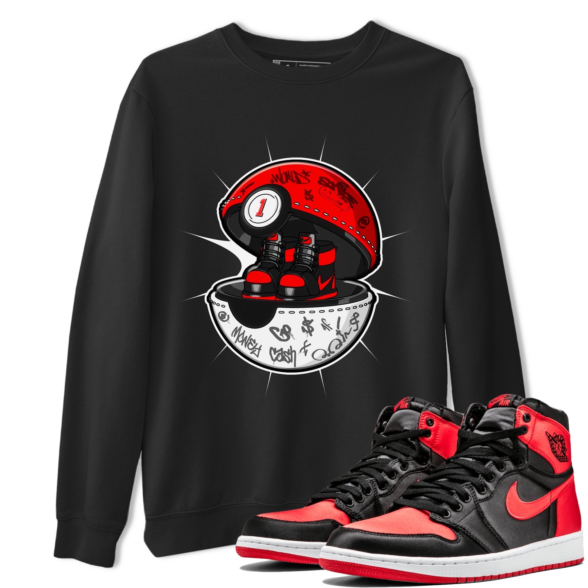 Air Jordan 1 Satin Bred shirt to match jordans Sneaker Capsule sneaker tees AJ1 Satin Bred SNRT Sneaker Release Tees Unisex Black 1 T-Shirt