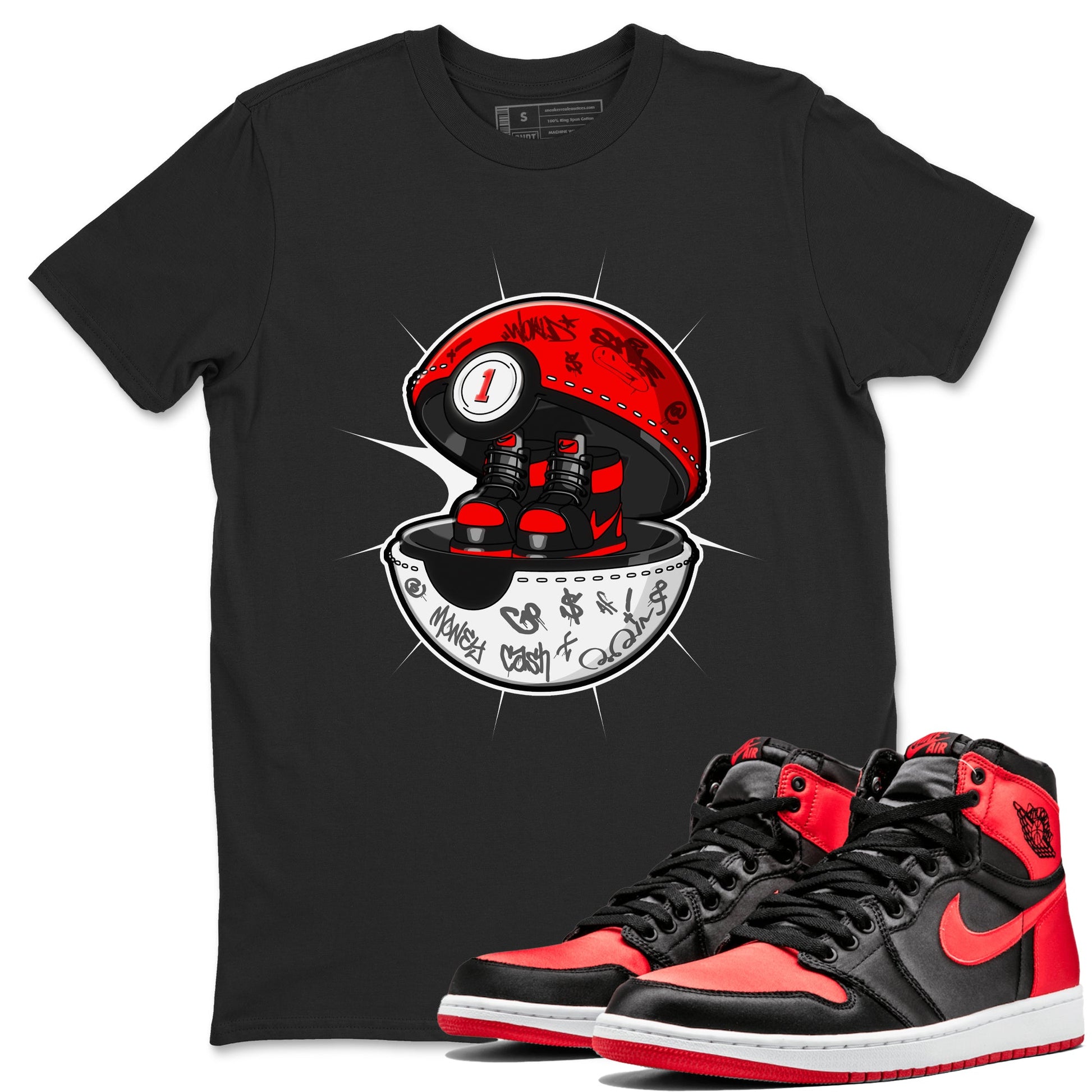 Air Jordan 1 Satin Bred shirt to match jordans Sneaker Capsule sneaker tees AJ1 Satin Bred SNRT Sneaker Release Tees Unisex Black 1 T-Shirt