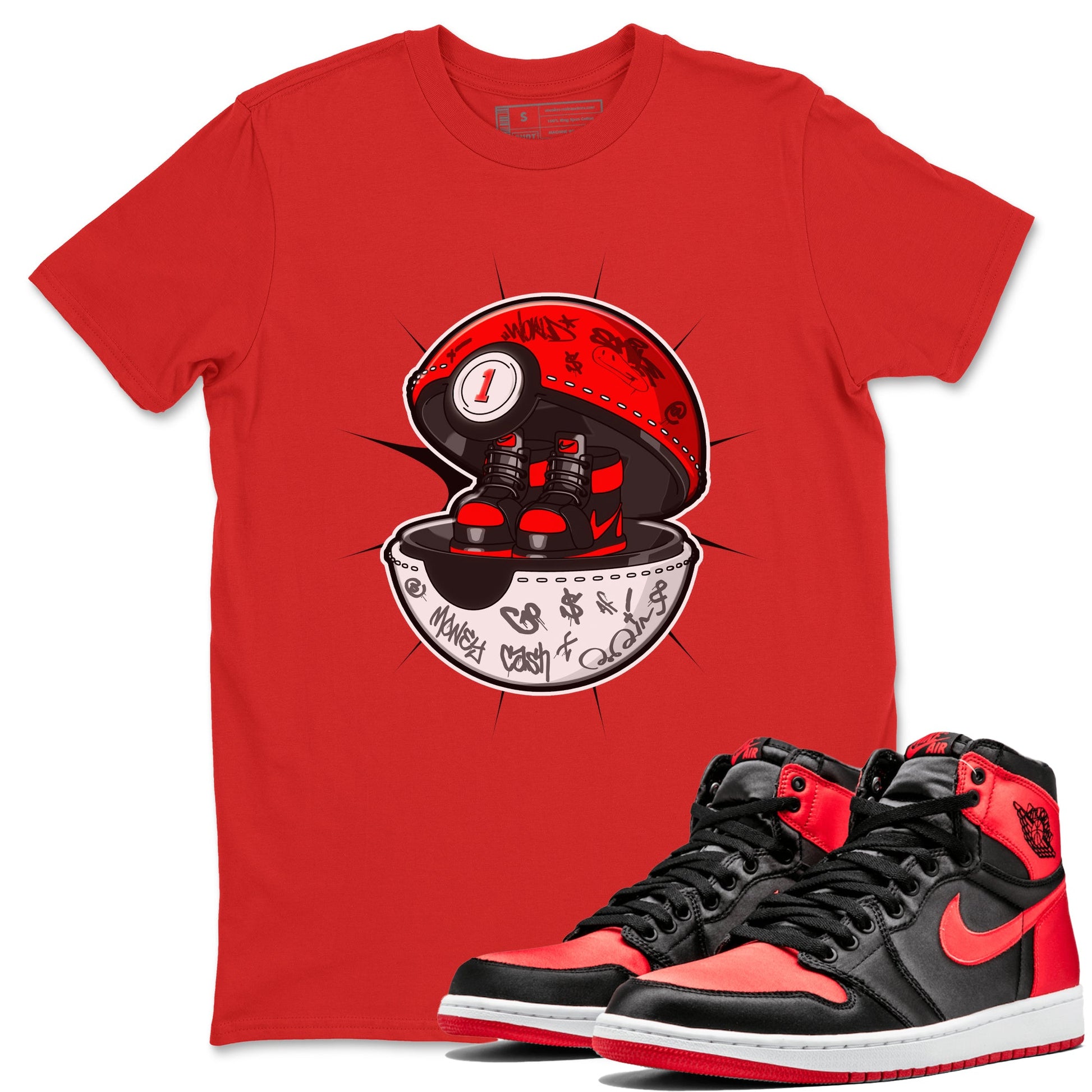Air Jordan 1 Satin Bred shirt to match jordans Sneaker Capsule sneaker tees AJ1 Satin Bred SNRT Sneaker Release Tees Unisex Red 1 T-Shirt