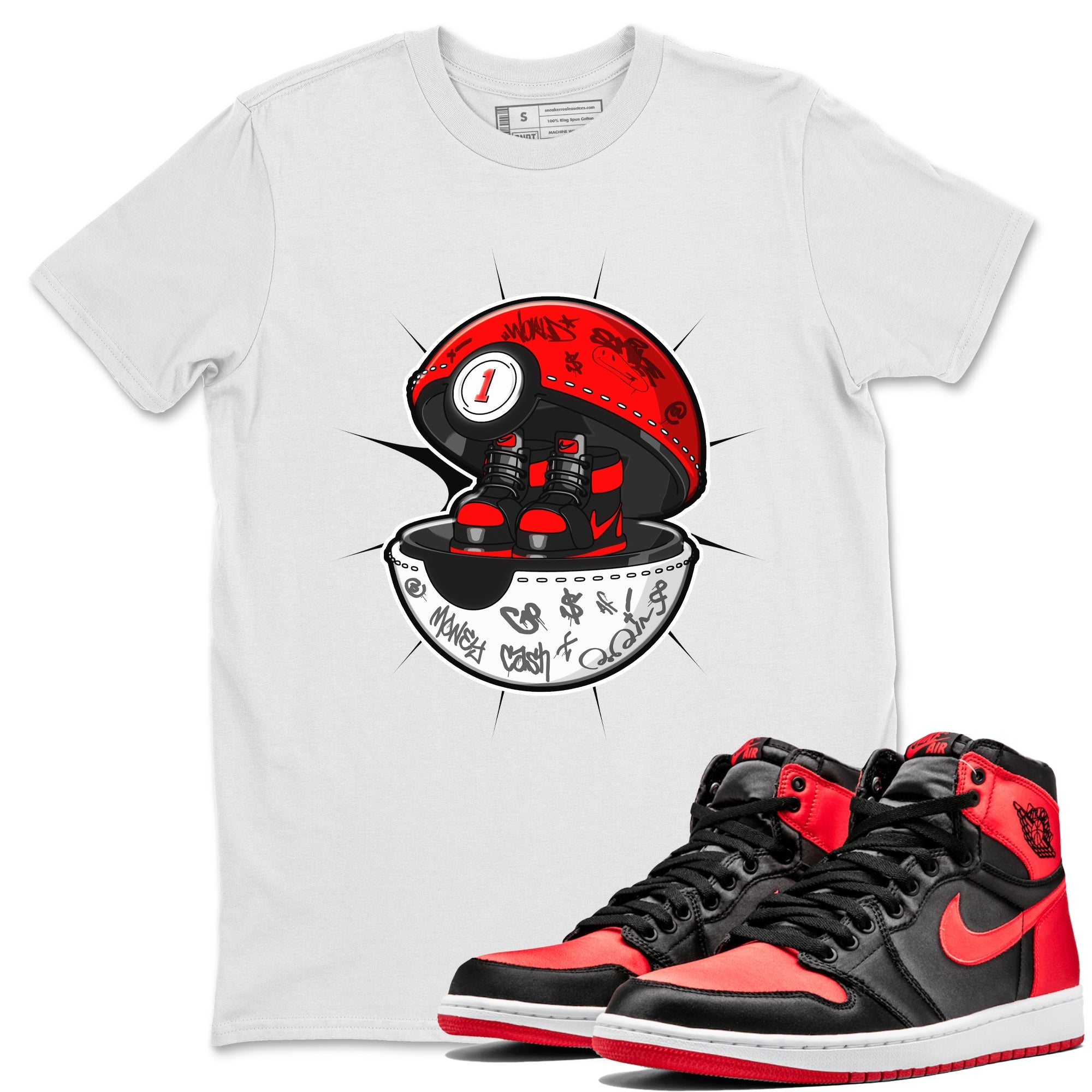 Air Jordan 1 Satin Bred shirt to match jordans Sneaker Capsule sneaker tees AJ1 Satin Bred SNRT Sneaker Release Tees Unisex White 1 T-Shirt