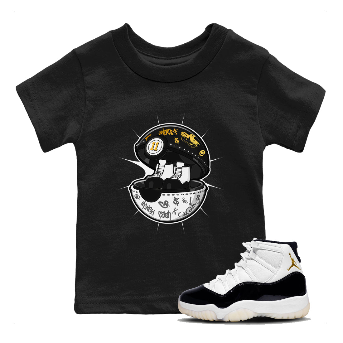 Air Jordan 11 Gratitude shirt to match jordans Sneaker Capsule sneaker tees AJ11 Gratitude SNRT Sneaker Release Tees Baby Toddler Black 1 T-Shirt