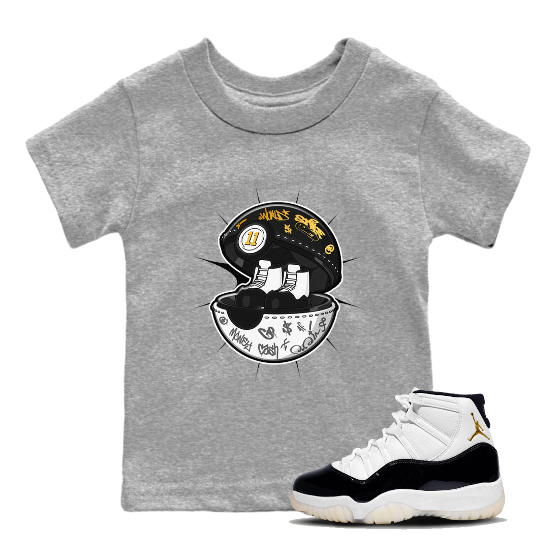 Air Jordan 11 Gratitude shirt to match jordans Sneaker Capsule sneaker tees AJ11 Gratitude SNRT Sneaker Release Tees Baby Toddler Heather Grey 1 T-Shirt