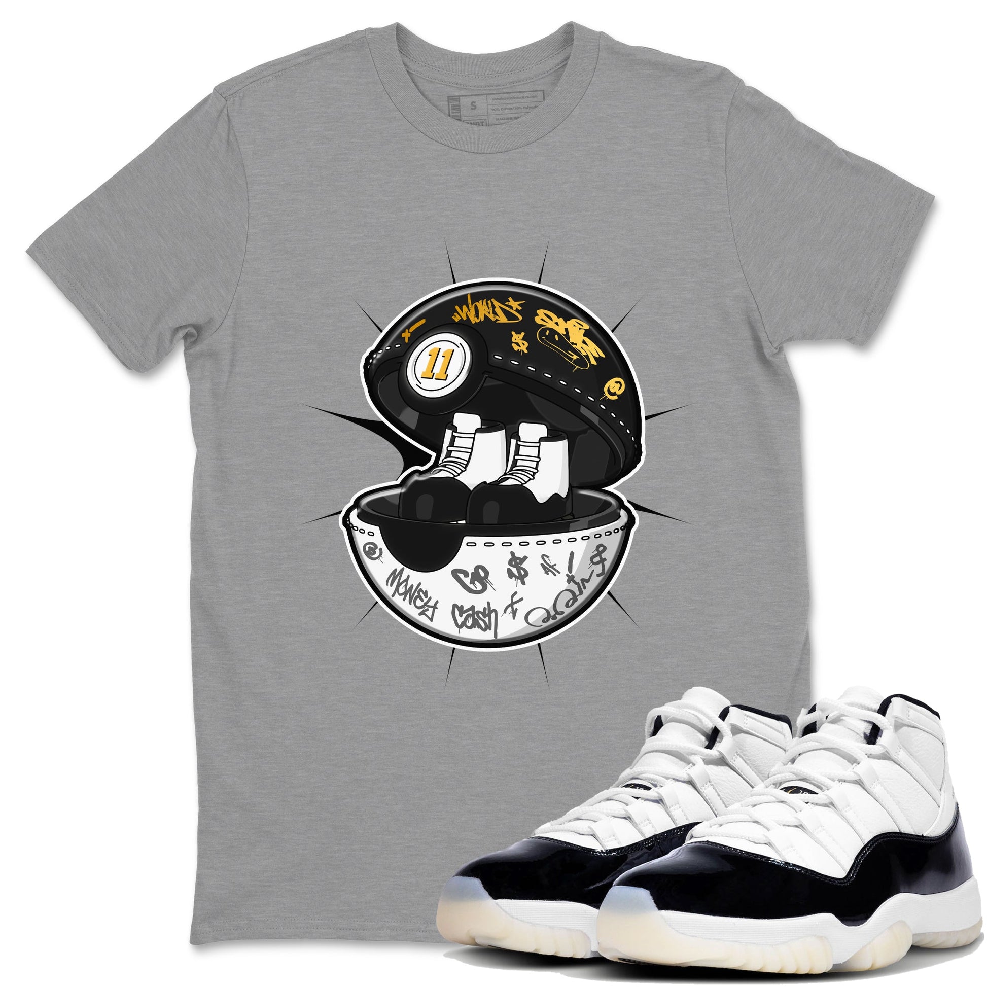 Air Jordan 11 Gratitude shirt to match jordans Sneaker Capsule sneaker tees AJ11 Gratitude SNRT Sneaker Release Tees Unisex Heather Grey 1 T-Shirt