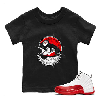 Air Jordan 12 Cherry shirt to match jordans Sneaker Capsule sneaker tees AJ12 Cherry SNRT Sneaker Release Tees Baby Toddler Black 1 T-Shirt